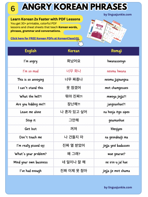 angry korean pdf phrases