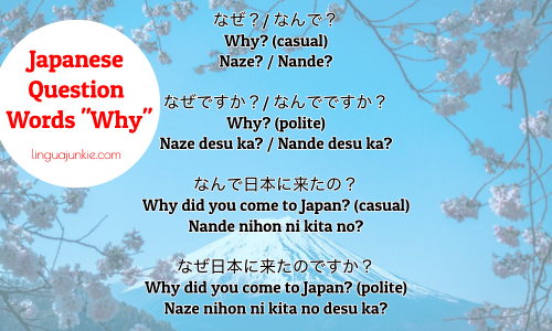 say why in japanese - japanese question words